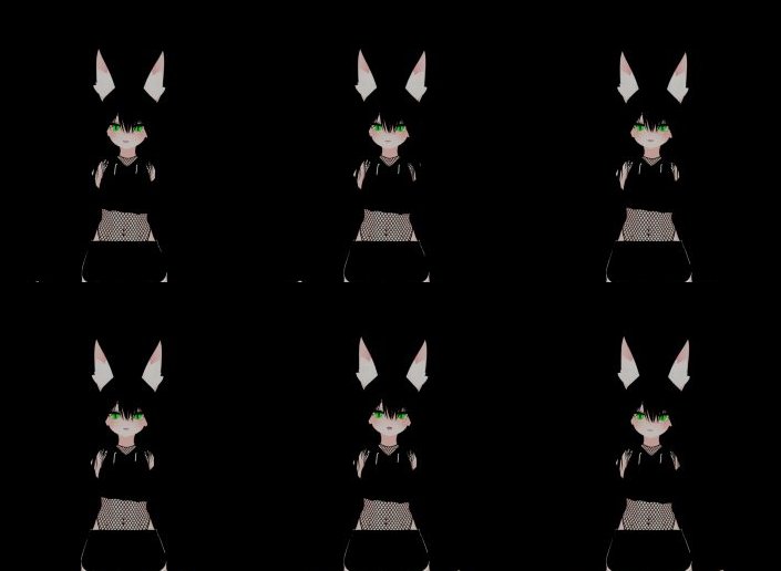 six frames of her talking, 0.4 s apart